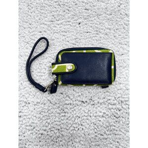 Spartina 449 Crossbody Wallet Purse Green Geometric Linen Navy